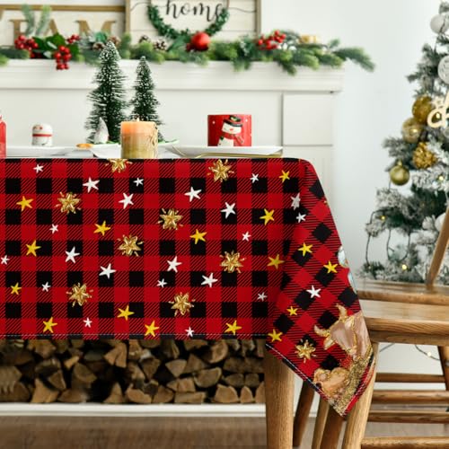 Horaldaily Christmas Tablecloth 60 x 84 Inch Rectangular Red Nativity Holiday Decor