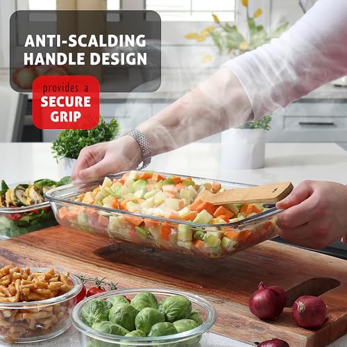EATEX 8-Piece Black Glass Casserole Bakeware Set with Lids - Oven & Freezer Safe, 4 Pack