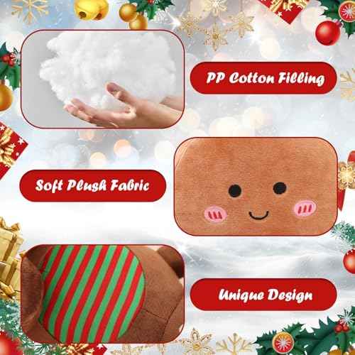 Christmas Gingerbread Man Pillow Plush Stuffed Gingerbread Pillow Fun Gingerbread Shaped Decorative Throw Pillows for Sofa Cushion Christmas Party Decor Khaki,15.7"