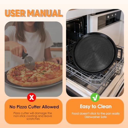 16-Inch Hybrid Steel Pizza Pan Laser-Etched Nonstick 3-Ply Oven & Stove