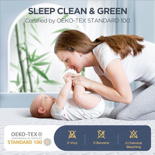 Skiennix Waterproof King Mattress Protector - Silver-Infused Bamboo Rayon for Health | Hypoallergenic & Odor-Free