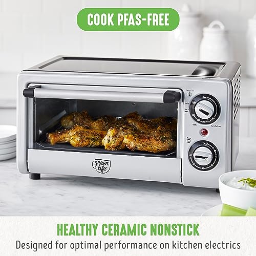 Countertop Toaster Oven Air Fryer with Stainless Steel & Ceramic Nonstick – Black