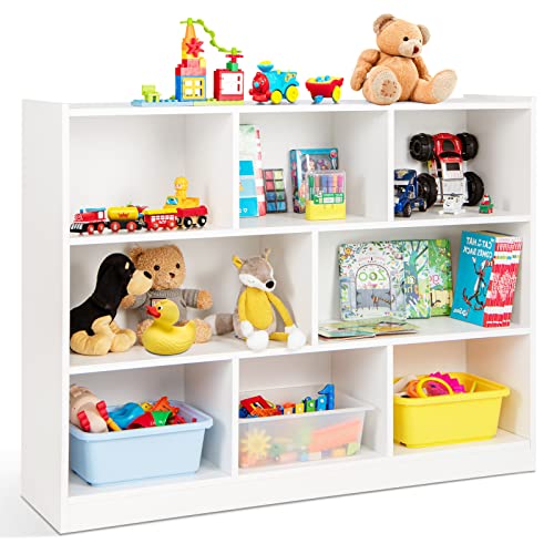 HONEY JOY Kids Storage Organizer White 8-Section Wooden Classroom Shelf