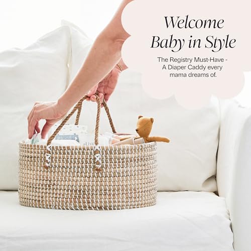 BEBE BASK Premium Natural Baby Diaper Caddy Organizer with Cotton Divider