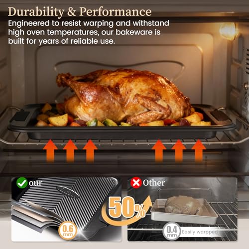 Kikcoin 25-Piece Nonstick Baking Pans Set with Large Turkey Roasting