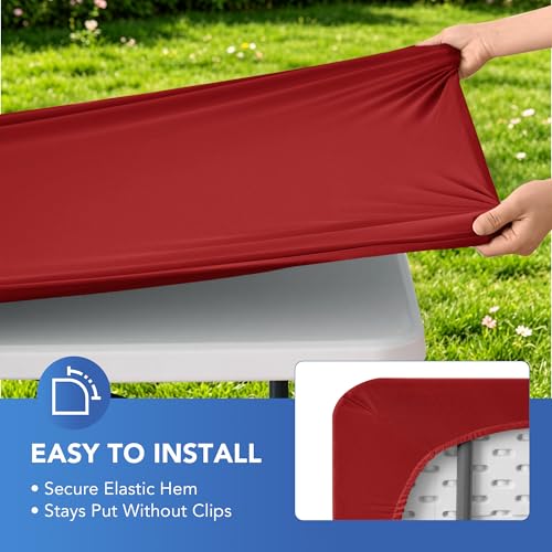 Enjoyidea 4 Pack Red Fitted Tablecloth for 6ft Rectangular Tables, 30''x72''