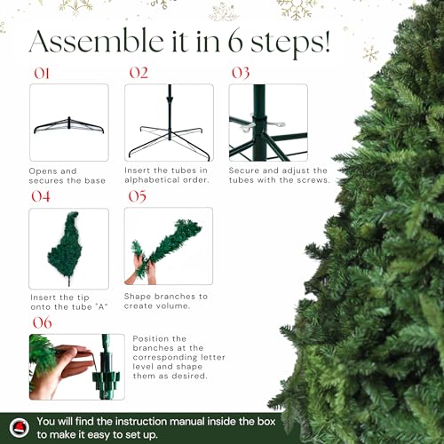 El Santa 4.92 ft Artificial Christmas Tree - Green with 12in Variation, Easy Setup
