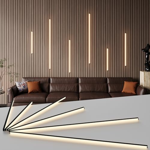 GloryAir 6pcs Slat Wall LED Panel Lights with Touch Switch, Black, 16/24/40 Inch Variants