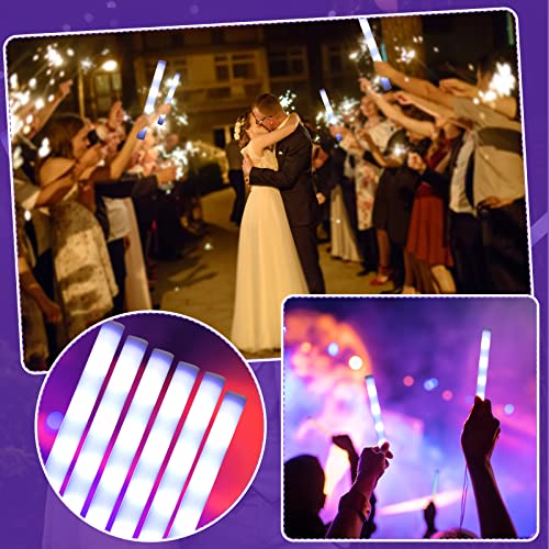 50 White Foam LED Glow Sticks Bulk with 3 Light Modes for Parties and Weddings - Variation of THIS listing