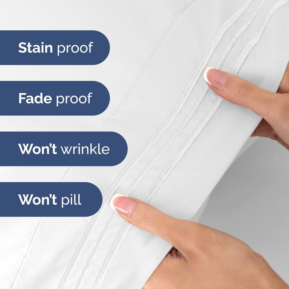 Ultra Soft Twin Size 3-Piece Sheet Set by [Brand Name] | Cooling, Wrinkle-Free Bedding - Fits 8-16 Inch Mattresses - Bright White