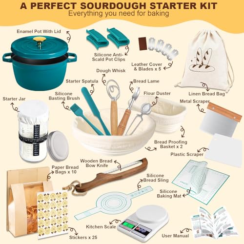 Green Sourdough Starter Kit with Dutch Oven & Baking Accessories - All-Inclusive