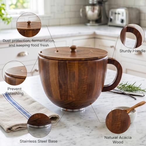 Wood Mixing Bowl for 4.5-5 QT KitchenAid Stand Mixer - Acacia Wood