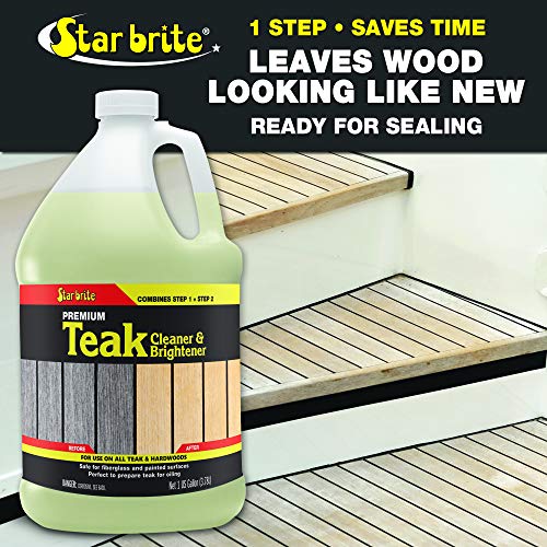 Teak Cleaner & Brightener Gallon - Restores Weathered Wood, 128 OZ - Star Brite