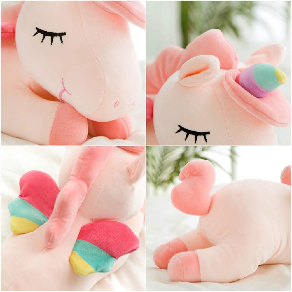 hitoshe Unicorn Stuffed Animal, Soft Unicorn Plush Hugging Pillow Toy Gifts for Kids (Pink, 23.6 in)