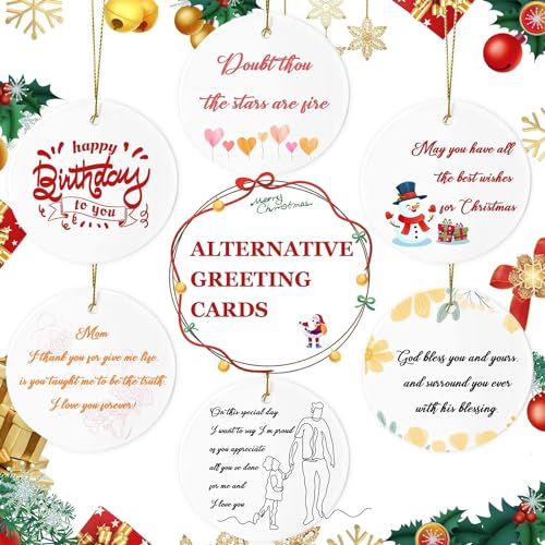 AMONE 12pcs White Sublimation Ceramic Ornaments - Personalized Xmas Keepsake for Heat Press Printing
