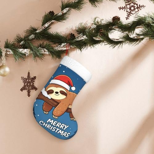 Sleep Sloth Christmas Stocking 17.7-Inch Fireplace Hanging Decor for Holiday Family Gift