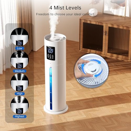 White Large Room 8L Smart Humidifier with App Control & Color Lights