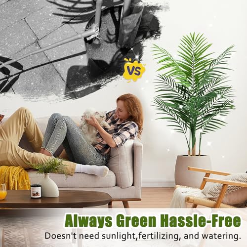 4ft Artificial Palm Tree - Large Fake Areca Tree with 13 Trunks for Indoor & Outdoor Decor - CyanGrove