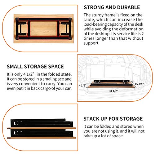 Need Small Folding Computer Desk 31.5x15.7 Inch Teak & Black Frame, No Assembly