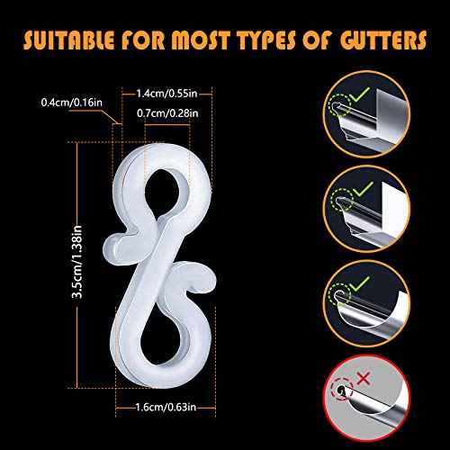 TITE 100 PCS Mini Plastic Gutter Hanging Hooks for Outdoor Christmas Lights, S Clips for Party, Birthday, Wedding Decoration(A)
