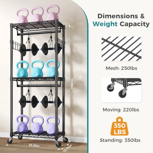 OLIXIS Heavy Duty 23-Inch Rolling Clothes Rack with Lockable Wheels, Black