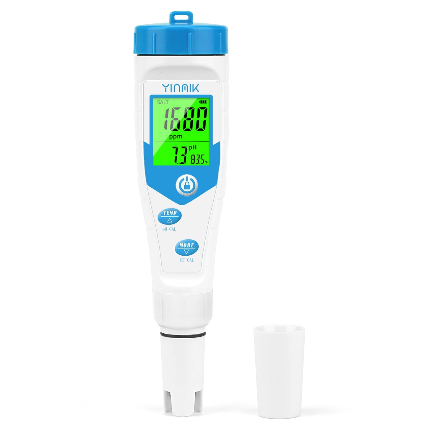 YINMIK pH Meter, Salt Tester Pool, Electronic pH Meter for Hydroponic，pH TDS EC for Water, 5 in 1 EC Temp Salt TDS pH Tester for Saltwater Pool,Hot Tubs,Home Brewing,Aquarium, Hydroponics