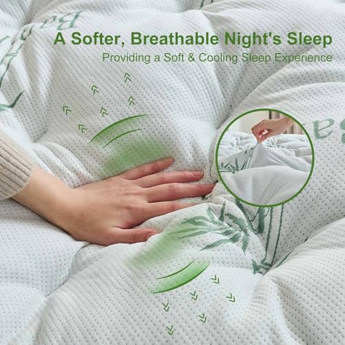 Whatsbedding Queen Memory Foam Mattress Topper 5 Inches Bamboo Viscose Cooling