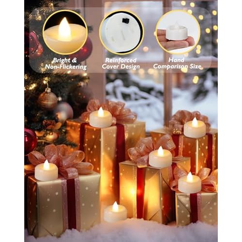 BEICHI Flameless Candles, 12/24/50/100/150 Pack Tea Lights Battery Operated, No Flickering Votive Candles LED Tea Lights for Halloween Christmas Wedding Home (12 Pack, Warm White)