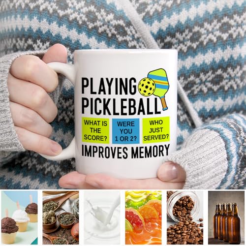 Funny Playing Pickleball Memory 11oz Ceramic Mug – Green/Blue/Yellow Gift