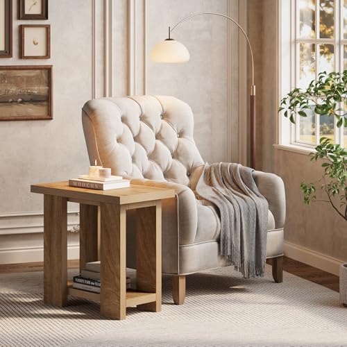 LITTLE TREE 2-Tier Side Table, Farmhouse End Table with Storage