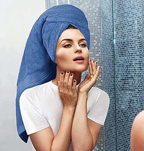 SIMPLI-MAGIC Bath Towels Set - 10-Piece Highly Absorbent Ring Spun Cotton Towels | Blue Color