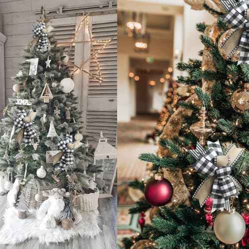 Buffalo Plaid Christmas Wreath Bow for Wreath Farmhouse Rustic Front Door Bow Wreath Decorations