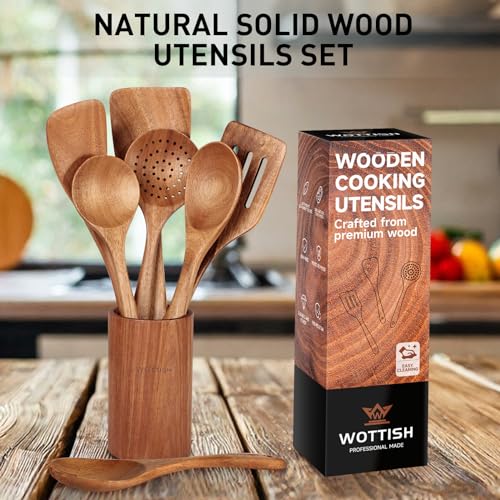 Wooden Spoons for Cooking - 8-Piece Kitchen Utensil Set made of