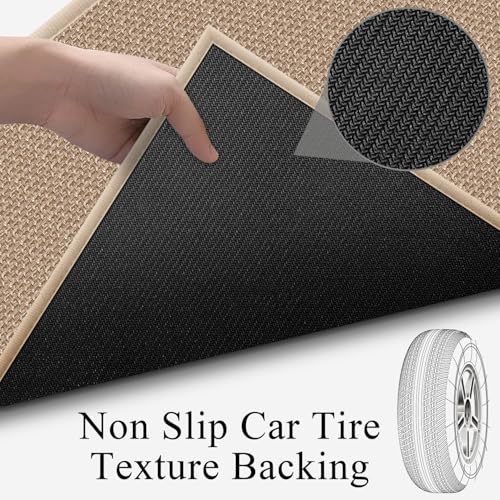 20ft Khaki Jute Hallway Runner Rug Non-Skid Washable Rubber Backed Indoor Entryway Carpet