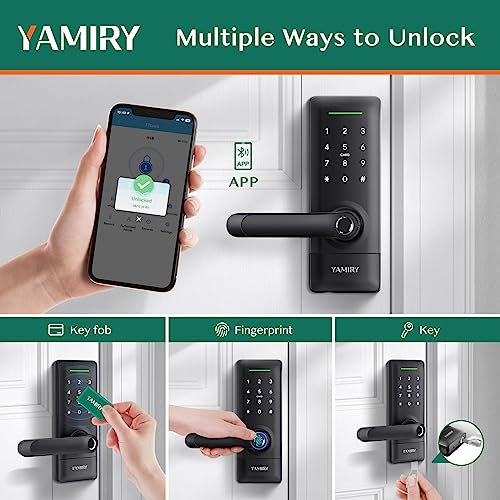 Yamiry Smart Biometric Door Lock Black Keyless Entry App Control 6 Ways to Unlock