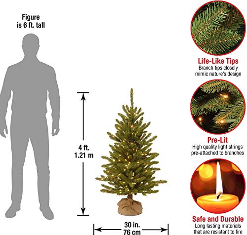 4ft Pre-Lit Artificial Christmas Tree - Full Profile Holiday Decor - Variation of Trees