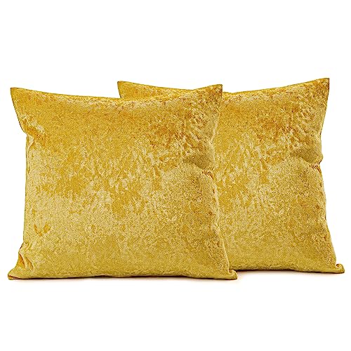 NiNi ALL Gold Velvet 22x22 Pillow Covers (Pack of 2) Decorative Cushions for Couch