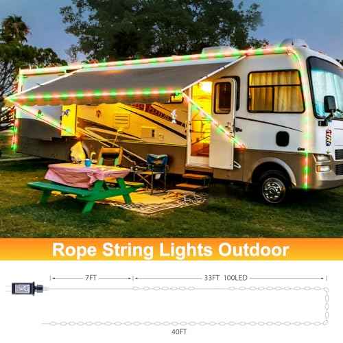 Minetom Rope Lights Outdoor, 33 FT String Lights with Plug, 100 LED Twinkle Christmas String Lights Indoor Bedroom, Waterproof Christmas Lights Outdoor, Rope Lights for Outside, Red and Green