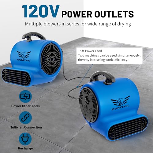 Blue Air Mover Blower Fan 1200 CFM 3-Speed Industrial Floor Dryer