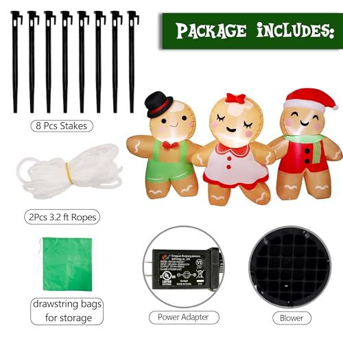 Joliyoou 8ft Christmas Inflatable Decoration Set of 3 with Lights