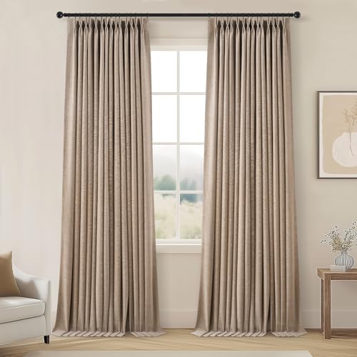 Blackout Linen Curtains 2 Panels 40W x 96L - Pinch Pleated, Noise & Heat Insulation, Room Darkening, Variation of THIS listing