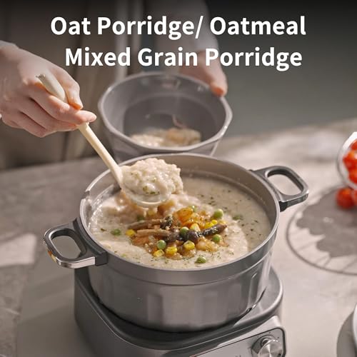 AUTUCU Dual-Handle 2.5 Quart Electric Multi-Cooker - PFOA-Free Ceramic Pot