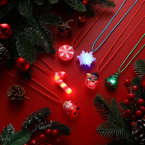 Sumind 200 Pcs LED Christmas Necklaces Santa Snowman Candy Decor Party Favors