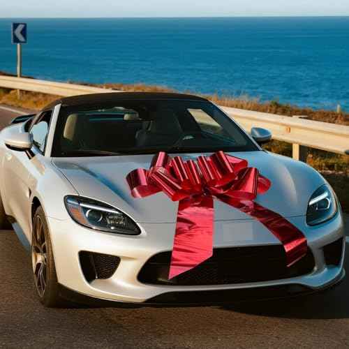 Big Red Car Bow(30 inch, 1 Pack) - Large Christmas Bow, Giant Bow for Car, Wreath, Present, Christmas Decoration, Wedding, Anniversary, Party, Birthday, Housewarming.