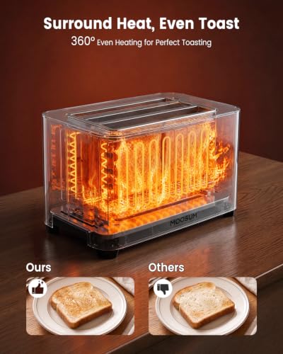 Moosum 4-Slice Digital Toaster with Wide 1.5" Slots, Touchscreen & Browning Control