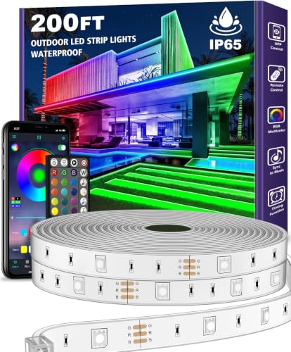 AILBTON 200ft Waterproof Outdoor LED Strip Lights with App & Remote, RGB Rope Lights for Balcony, Pool, Deck, Roof
