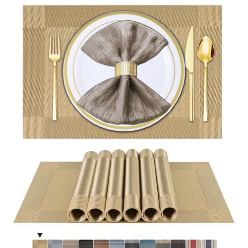 BETEAM Placemats Set of 12, Woven Vinyl Place Mats for Dining Table,