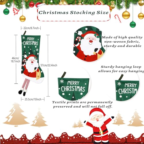 Personalized 18in Christmas Stockings 4-Pack with Wooden Name Tags Deer Santa Snowman