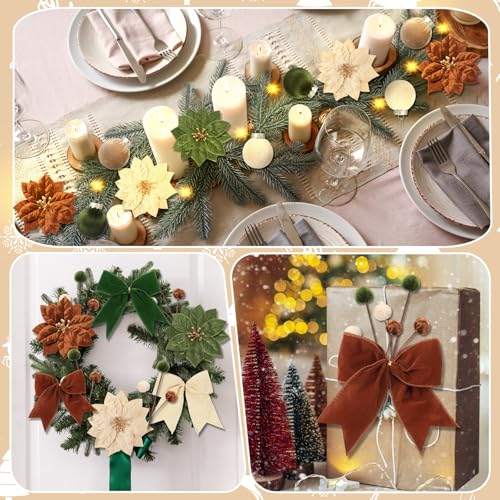 Hungdao 57 Pcs Christmas Velvet Ornament Kit 12 2.4" Balls 24 4.7"