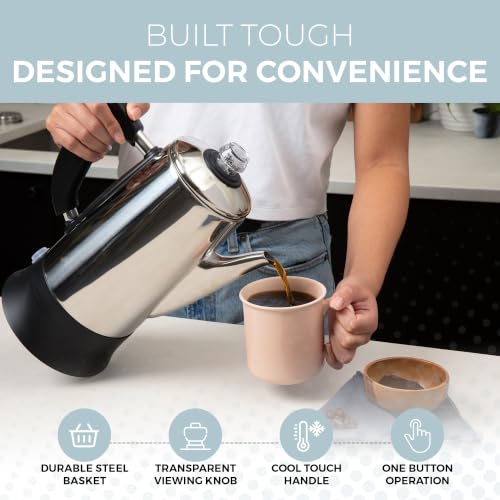 Alpha Living 12-Cup Electric Coffee Percolator Stainless Steel - Easy Brew